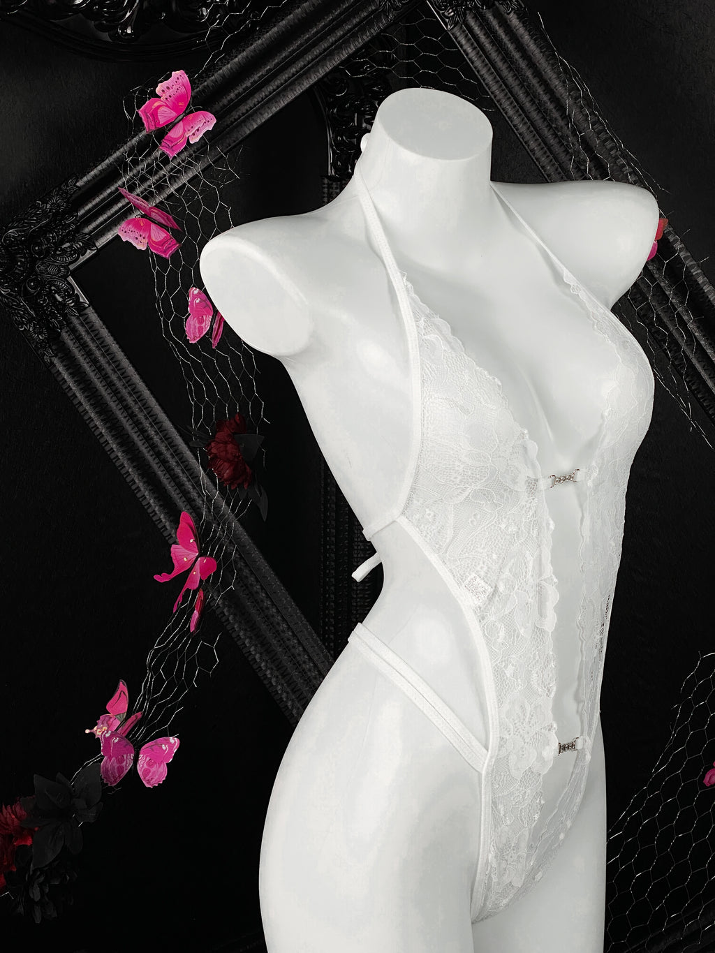 Braroo Sexy Halter Lace See-Through Teddy Lingerie Backless One-Piece Bodysuit