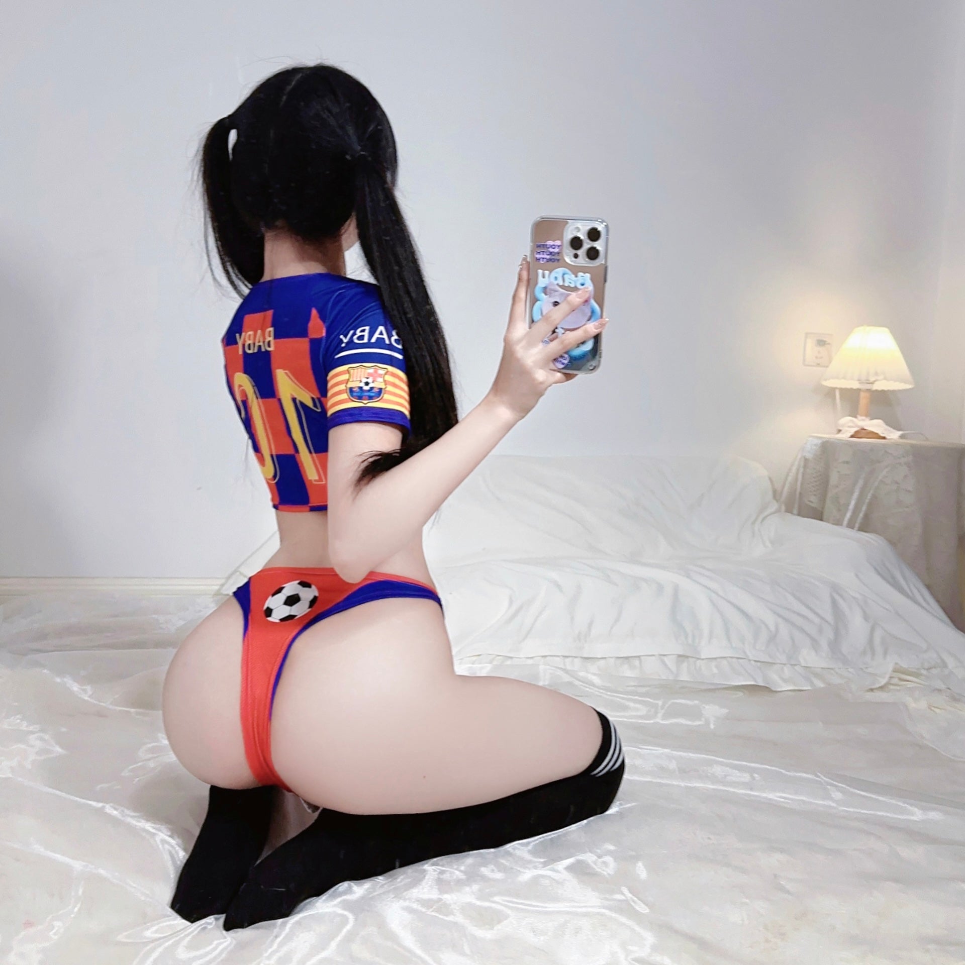 Braroo World Cup-Inspired Sexy Lingerie – Football Babe Crop Top & Sporty Swimwear Cosplay Set