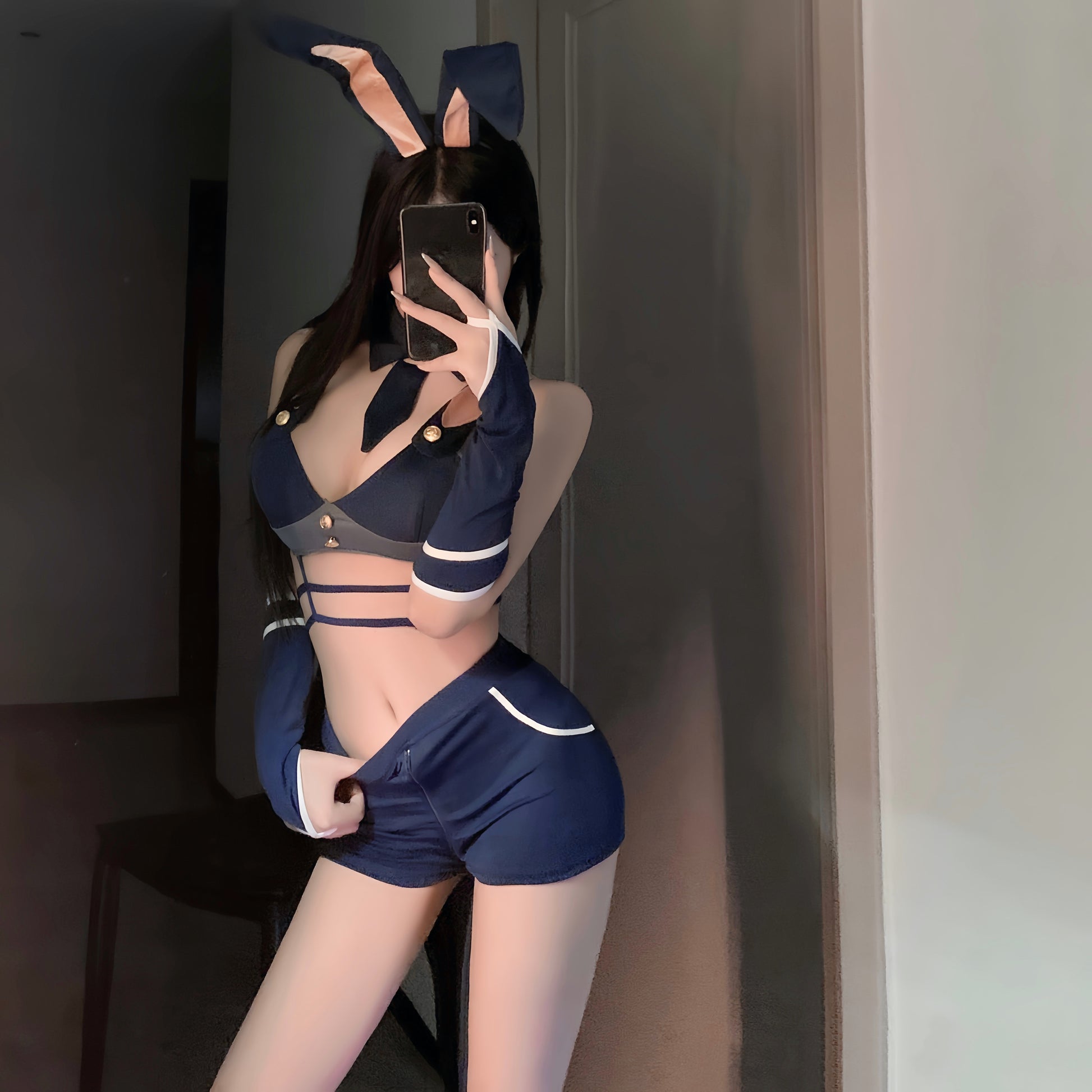 Braroo “Bunny Cop” Two-Piece Lingerie Cosplay – Playful Bunny Officer Uniform Set