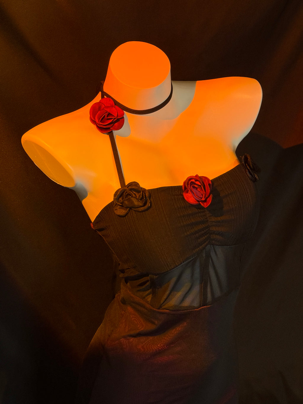 Braroo Midnight Rose – Sexy Sheer Mesh Halter Bodycon Ruched Mini Dress Lingerie Set