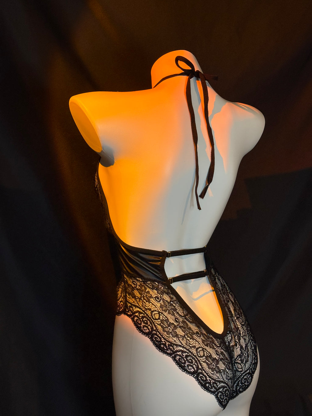 Braroo Forbidden Desire Lace Chain Bodysuit– Sexy Hollow-Out Lingerie with Leash Play