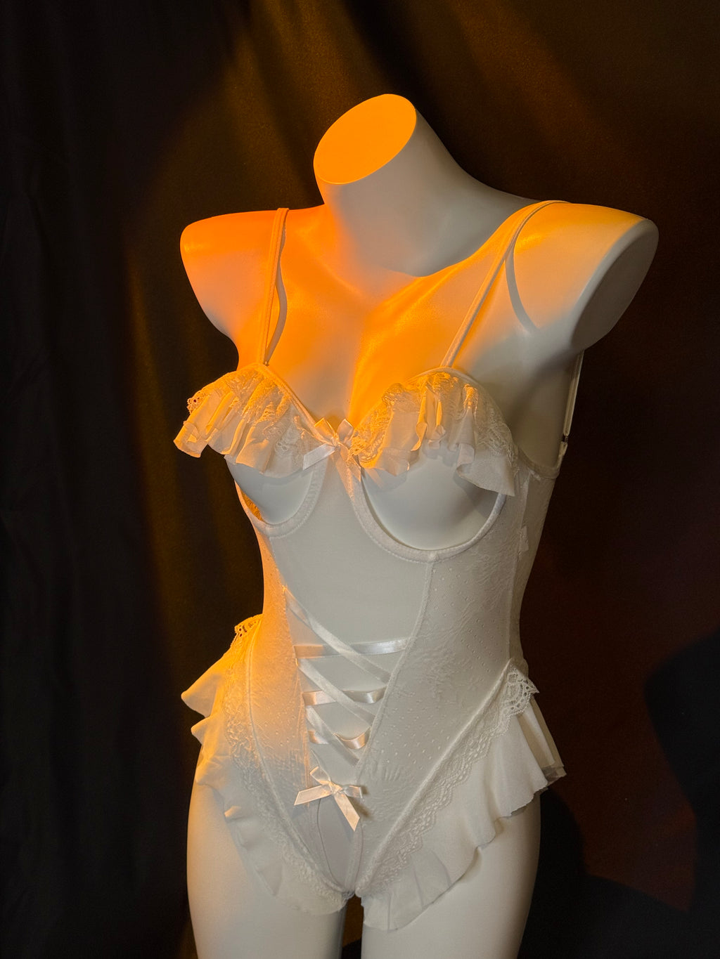 braroo Sweet Milky Bunny Lingerie Set – Sheer Underwire Bodysuit with Lace Ears, Tail & Accessories